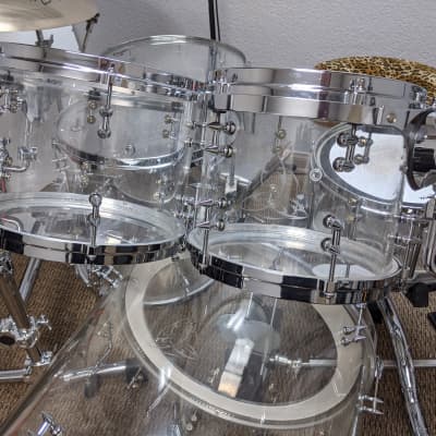 7 pc. Custom Cast Acrylic Shell Drum Set Custom 2018 - Clear image 2