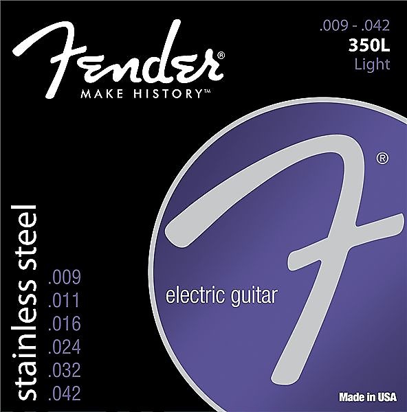 Fender 350 Guitar Strings, Stainless Steel, Ball End, 350L Gauges .009-.042, (6) 2016 image 1