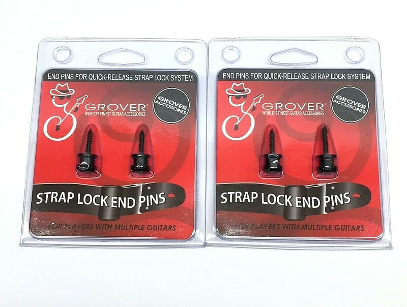 (2 PACKS) Grover Black Strap Lock Buttons for Original Reverb