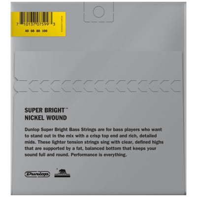 Dunlop Super Bright Nickel Wound Bass Strings 40-100, DBSBN40100 image 2