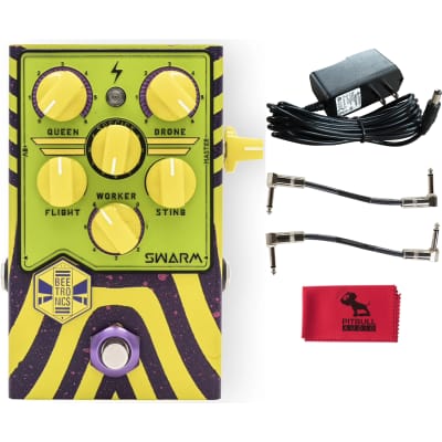 Beetronics FX Swarm Guitar Effect Pedal Custom Green Yellow Purple w/ Power Supply, Cables, Cloth
