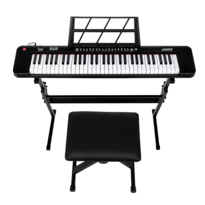 Glarry GEP-109 61 Key Lighted Keyboard with Piano Stand, Piano Bench, Built In Speakers, Headphone, Microphone image 7