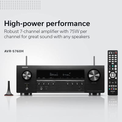 Denon AVR-S760H 7.2 Ch AVR - 75 W/Ch (2021 Model), Advanced 8K Upscaling, Dolby Atmos Height Virtualization, DTS Virtual:X & More, Wireless Streaming, Built-in HEOS, Amazon Alexa Voice Control image 4