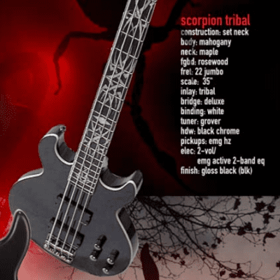 Schecter Scorpion Tribal Bass Left Handed with Darkglass Tone Capsule preamp and Bartolini Pickups image 16