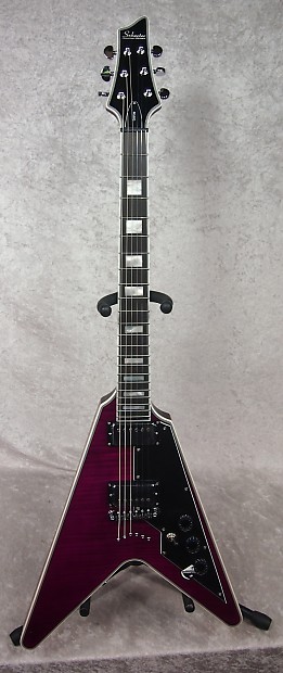 NEW! Schecter V-1 Custom 254 electric guitar in trans purple finish