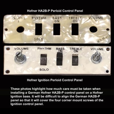 Hofner HA2B-P Perloid Control Panel for German and Contemporary Series Hofner Basses image 2