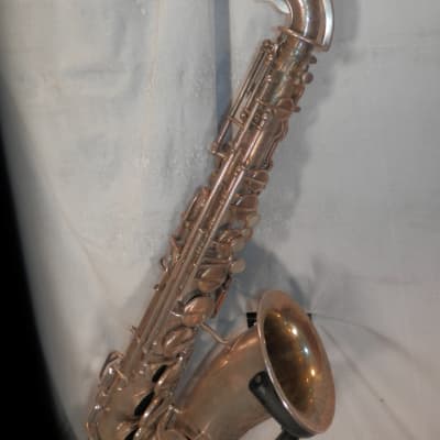 Buescher True Tone Low Pitch C Melody Tenor Saxophone silver with case vintage used AS-IS image 8
