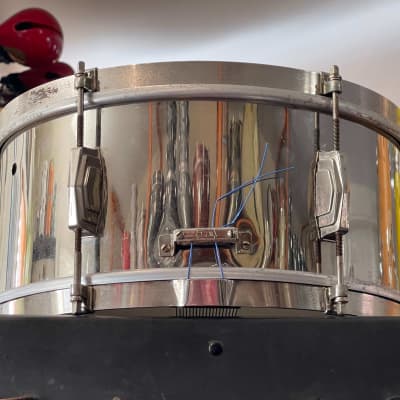 30's Ludwig & Ludwig 6.5 x 14  NOB Snare Drum Frankie Banali Nickel Over Brass image 5