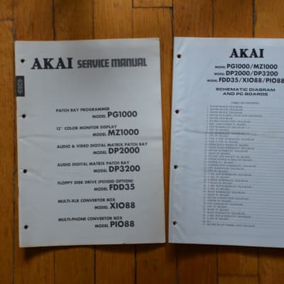 Akai Pg1000,MZ1000, DP2000, DP3200, FDD35, XIO88 PIO88 Manuals with Schematics. Akai Service Manuals 1980s - 1990s - Service Manual  1980s - 1990s - Service Manual - Black/White