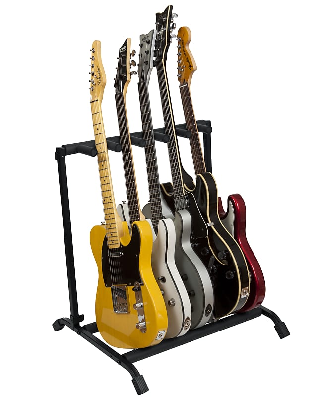 Rok-It Multi Guitar Stand Rack with Folding Design; Holds up to 5 Electric or Acoustic Guitars image 1