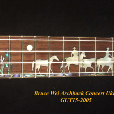 Bruce Wei Hawaiian Koa, Mahogany ArchBack Gypsy Concert Ukulele, CowBoy Inlay GUT15-2005 image 6