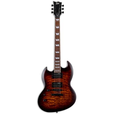 ESP LTD VIPER-256 QM DBSB LH Dark Brown Sunburst Left Handed Electric Guitar + ESP TKL Gig Bag - NEW image 2