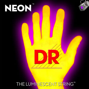 DR Neon Phosphorescent Yellow HiDef Light Electric Guitar Strings 9-42