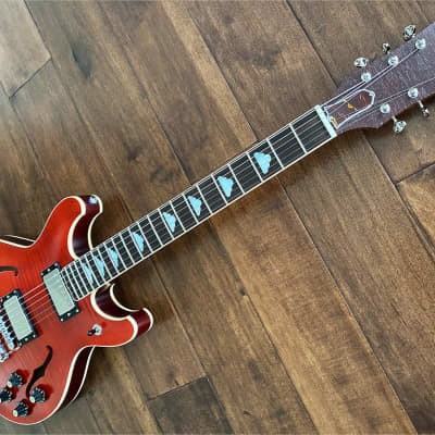 Mikagi Bodra STD Handmade Electric Guitar Ultrathin Nitro Red Finish image 2