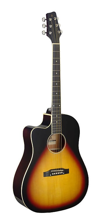 STAGG Cutaway acoustic-electric Slope Shoulder dreadnought guitar sunburst lefthanded model image 1