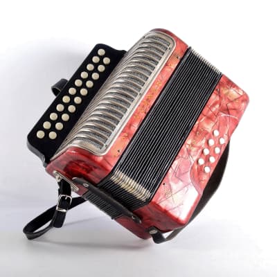 German Made Vintage Top Diatonic Button Accordion Hohner Erica C/F - 8 Bass ~ Squeezebox image 10