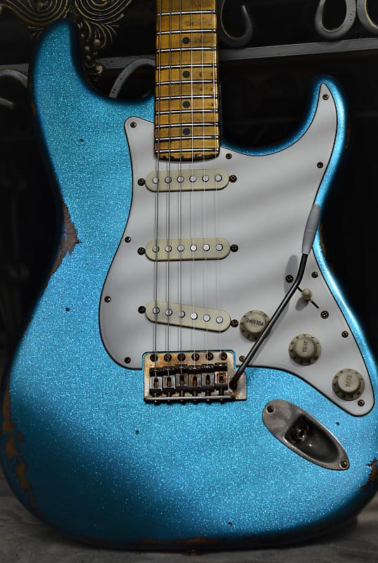 American Fender Stratocaster Performer Custom Relic Nitro Blue Sparkle image 1