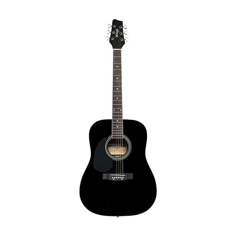 Stagg Black Dreadnought Acoustic Guitar With Basswood Top, Left-Handed Model Sa20D Lh-Bk image 1