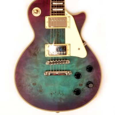 Agile AL-3100MCC Multi-Radius  Blue/Purple Burl Guitar with Binding and Trapezoid Inlays image 2