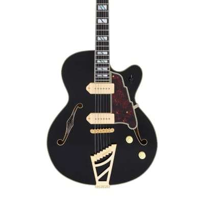 D'Angelico Excel 59 Hollowbody Electric Guitar - Solid Black with Stairstep Tailpiece image 4