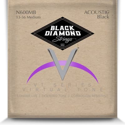 Black Diamond Guitar Strings Acoustic Medium Black Coated 13-56 for sale
