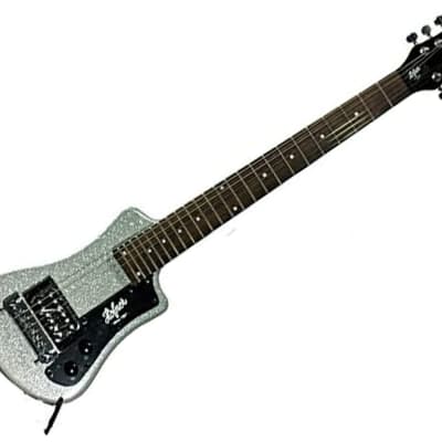 Hofner Shorty Electric Travel Guitar w/ Gig Bag - Metallic Silver - Used image 1