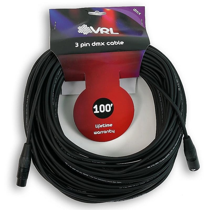 VRL 3 Pin 100' ft DMX Pro Stage DJ Lighting Data Cable image 1