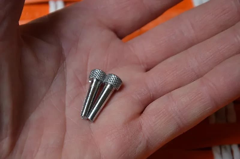 Mighty Mite Acoustic Bridge Pins * chromed brass * rare Reverb UK