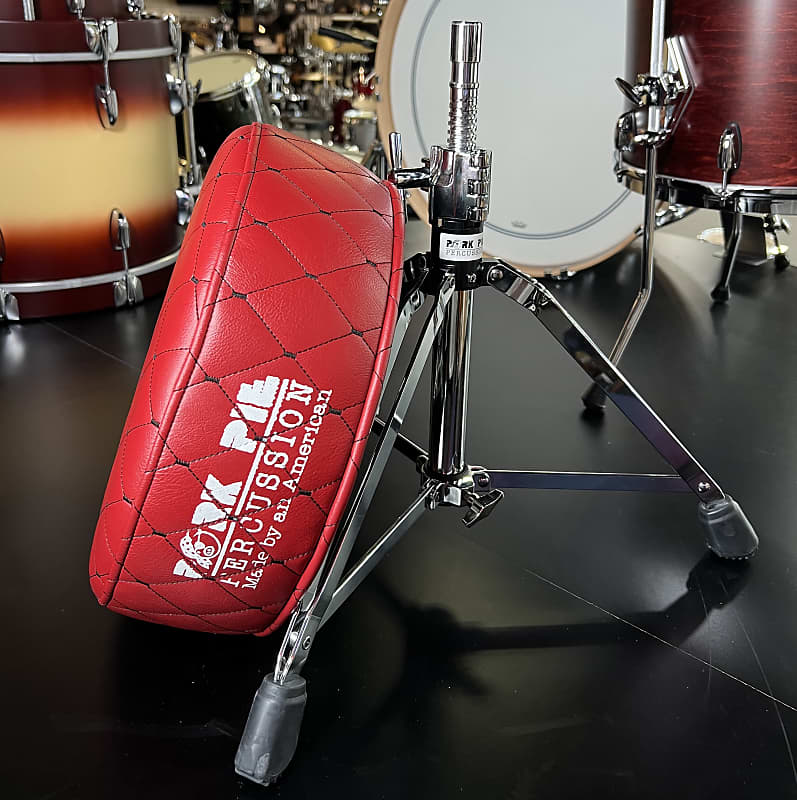 Pork Pie Round Drum Throne in Blood Red Tuck Top and Side image 1