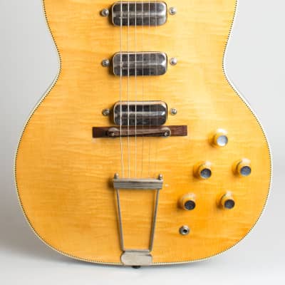 Silvertone Model 1445L Thinline Hollow Body Electric Guitar, made by Kay,  c. 1962, black hard shell case. image 3