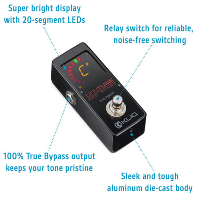 KLIQ TinyTune Pro Stage Tuner Pedal for Guitar and Bass with True Bypass Switching image 4