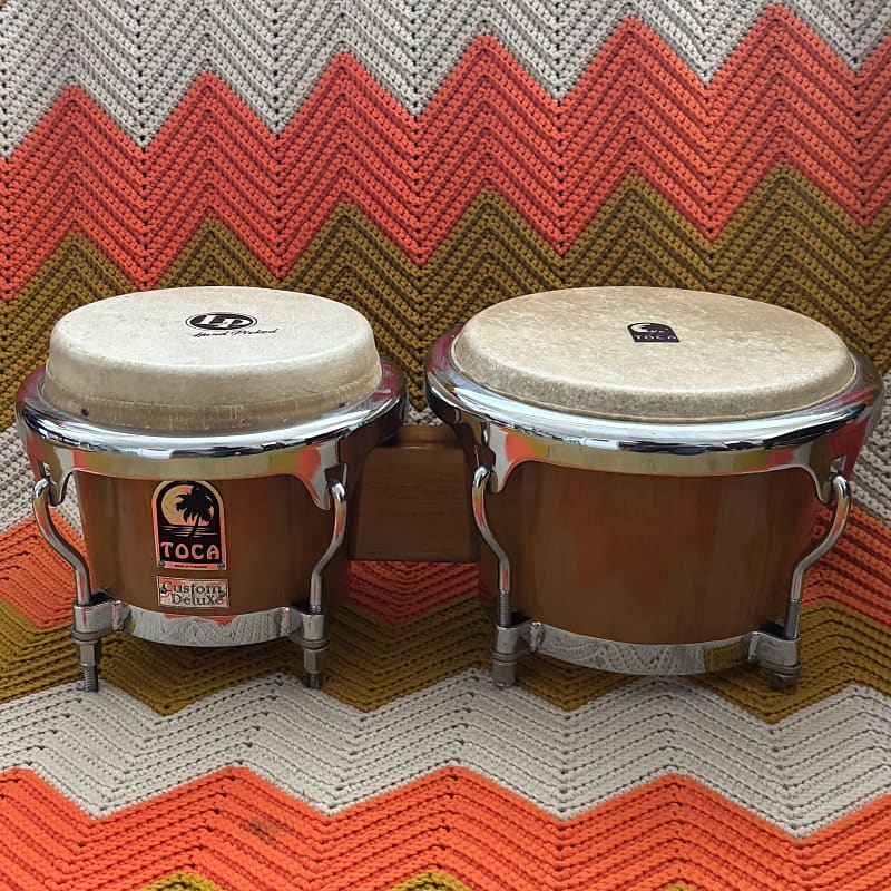 TOCA Custom Deluxe Bongos ボンゴ Toca Custom Deluxe Wood Bongos - Matte Blue - CymbalFusion.com