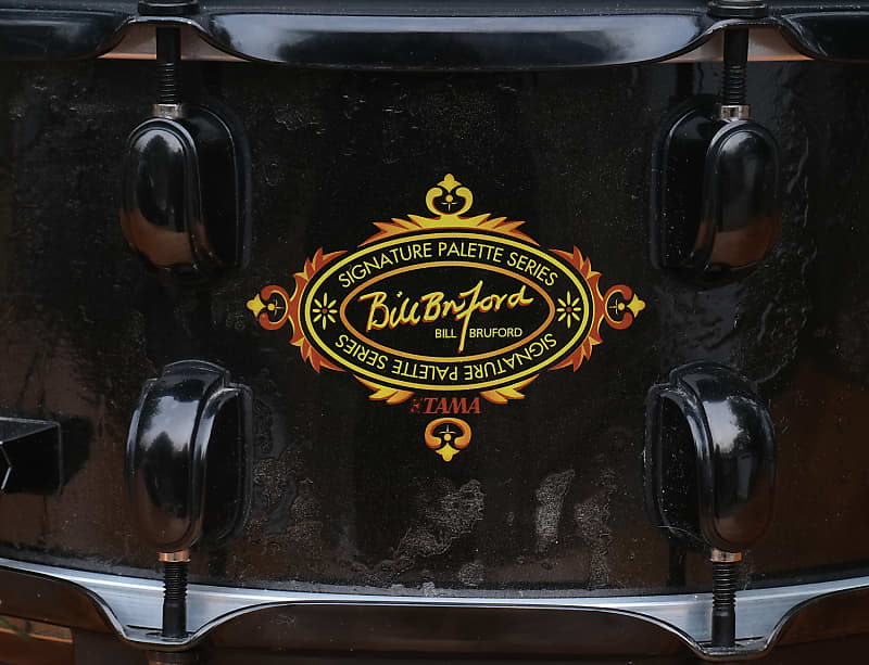 Tama Bill Bruford Signature Snare drum Maple/Birch Shell Black Metallic  Sandblast Finish Excellent!