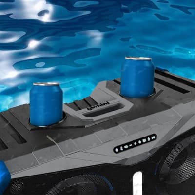 Gemini Sound SoundSplash 400W Floating Waterproof Wireless Bluetooth Speaker, LED Light Show, Dual 8” Woofers & NFC Pairing - Perfect for Pool Parties, Beach, Travel & Home Fun (Blue/Gray) image 3