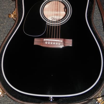 Takamine EF341SCLH Black Dreadnought Cutaway Acoustic Electric Lefty Solid Cedar Top with case image 3