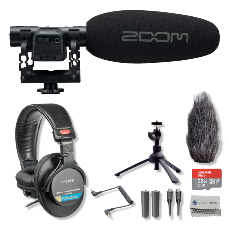 Zoom PodTrak P4 Portable Podcast Recorder with 2x BPHS1 Broadcast