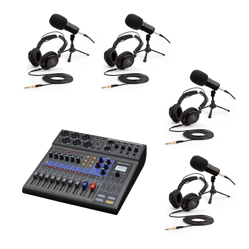Zoom Podcast Expanded Package w/ L-8, 4 x Mics, 4 x Headphones image 1