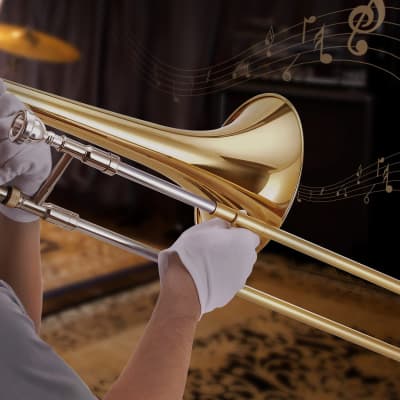 Eastar Bb Tenor Slide Trombone for Beginners Students, B Flat Brass Plated Trombone Instrument image 6