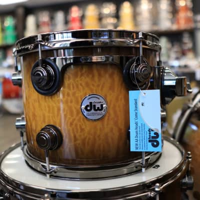 DW Collector's Series Exotic Cherry/ Mahogany 5-PC Shell Pack 10/12/16/22/14Sn (Inca Gold to Candy Black Burst over Quilted Moabi w/ Black Nickel Hardware) image 8