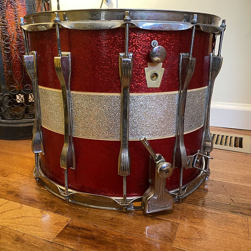 Ludwig 12x15” Marching Snare 1980s Red/Silver sparkle image 1