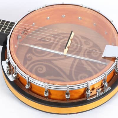 Luna Celtic Tribal Pattern Tobacco Sunburst 5-String Resonator Banjo image 5