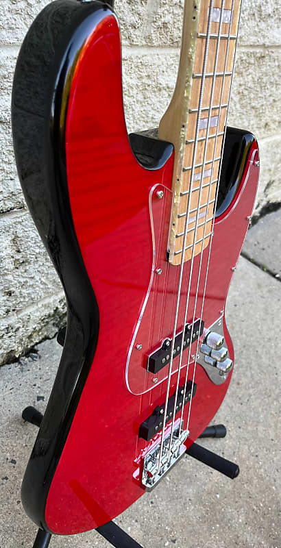 GAMMA Custom Bass Guitar J22-02, Beta Model, Quilted Flame Red image 1