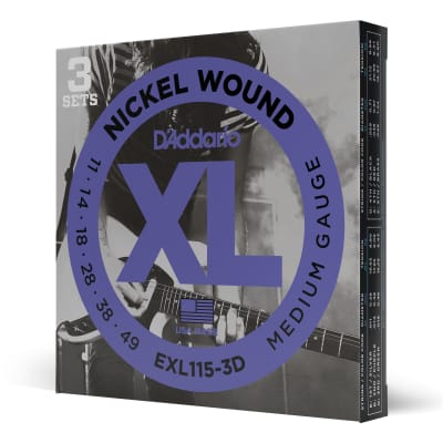 D'Addario EXL115-3D Nickel Blues/Jazz Electric Guitar Strings, 3-Pack, (11-49) image 3