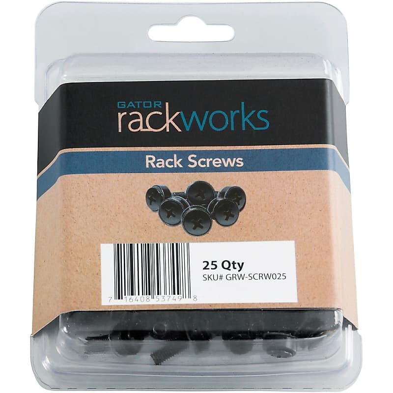 Gator GRW-SCRW025 25-Pack of Rack Screws with Washers, Black image 1