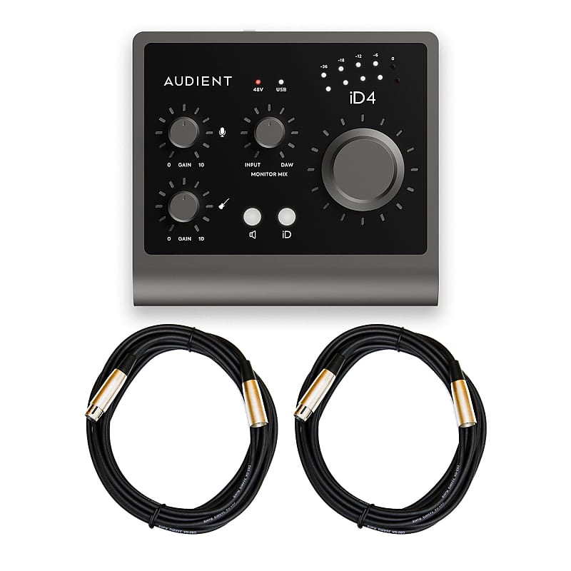 Audient ID4 MKII USB Audio Interface Bundle with 2 20-foot XLR 