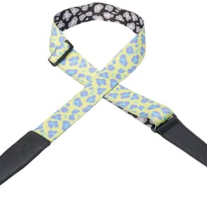 Levy's MDL8-009 2" Poly Guitar/Bass Strap Neon Lime/Purple Leopard Design image 2