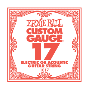 Ernie Ball P01017 .017 Plain Steel Electric/Acoustic Guitar Strings (6-Pack)
