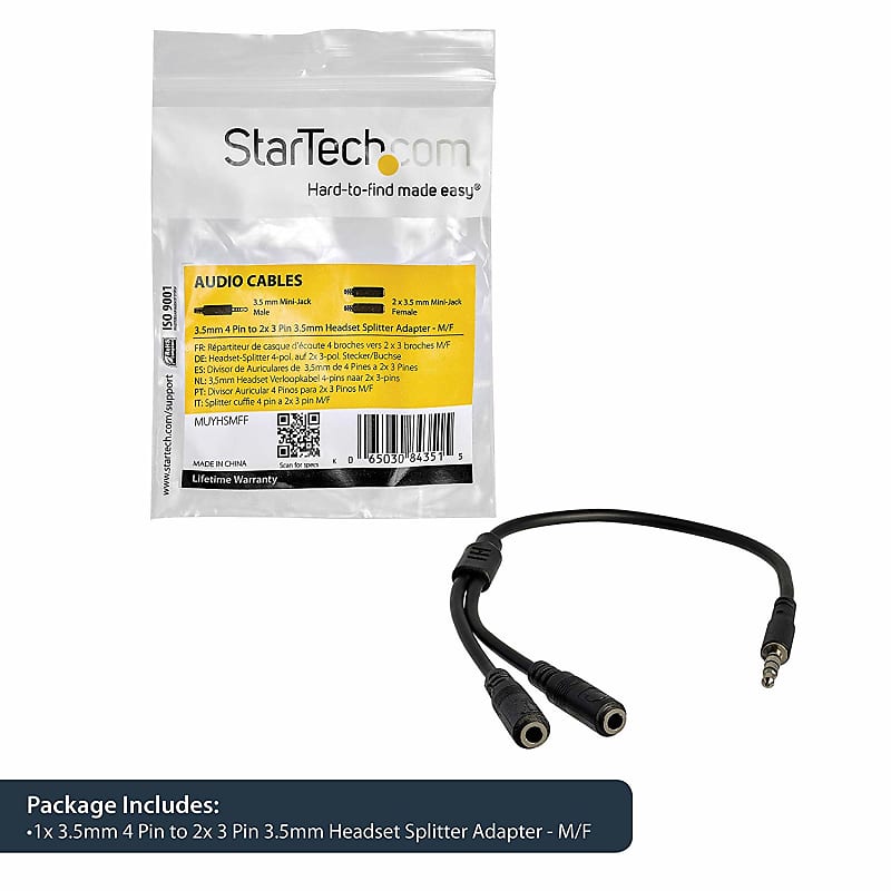StarTech - MUYHSMFF - 3.5 mm Headset Adapter With Separate