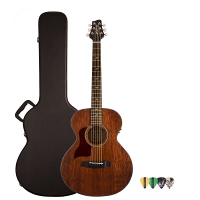 Sawtooth Mahogany Series Left-Handed Solid Mahogany Top Acoustic-Electric Mini Jumbo Guitar with Hard Case and Pick Sampler image 2