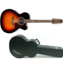 Takamine GJ72CE 12-String Jumbo Cutaway Acoustic-Electric Guitar in Brown Sunburst with Hard Case